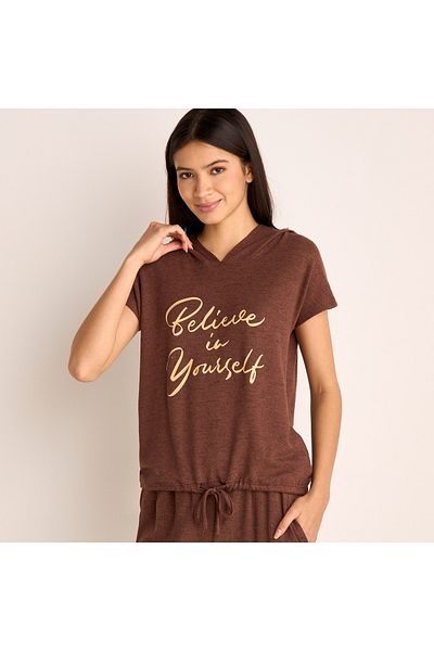 FAV Slogan Print Hooded T-shirt and Elasticated Joggers Set