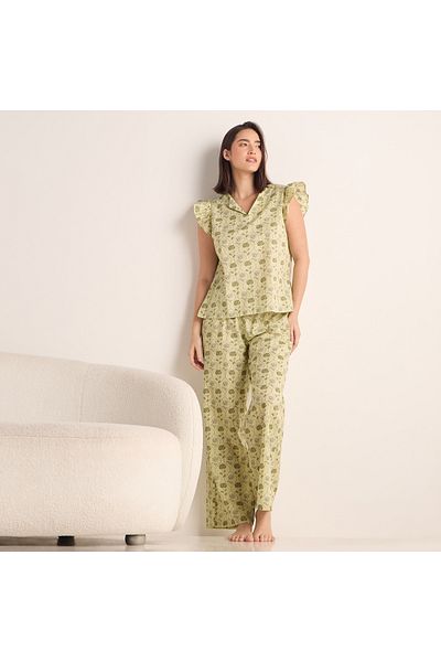 FAV Printed Ruffle Sleeves Top and Pyjama Set