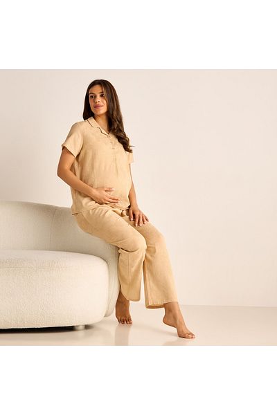 FAV Textured Maternity Shirt and Pyjama Set