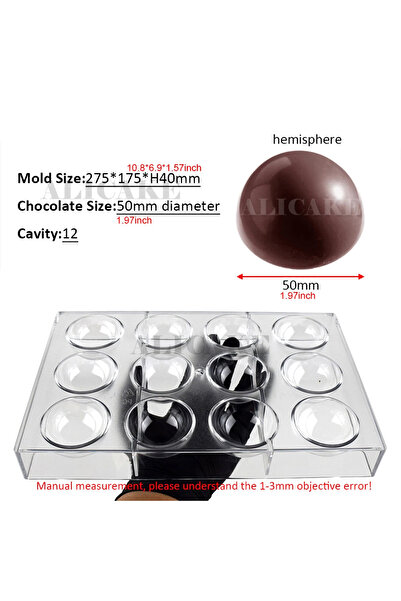 Choice 2251-JIT-5842 Hemisphere Polycarbonate Chocolate Mold 1.97inch 5cm Sph...