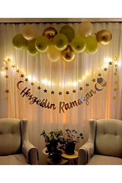 mrcans Hoşgeldin Ramazan Yazılı Balon Seti Duvar Süslemesi 11 Ayın Sultanı Ra...