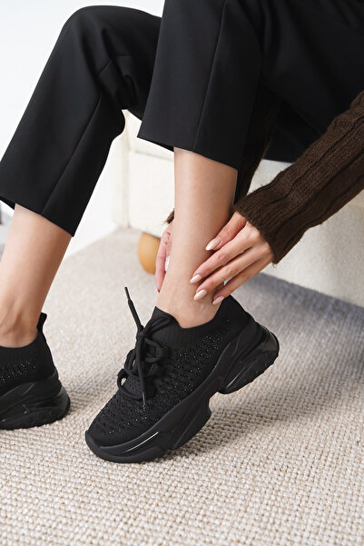 Cananın Pabuçları ISM 23-23 PANTOFI SPORT CU șireturi, tricotat, cu talpă groasă din piatră