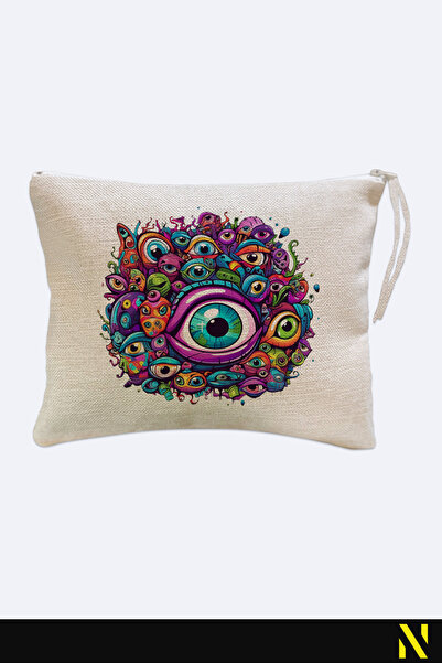 nilizma Eye Patterned Linen Handbag