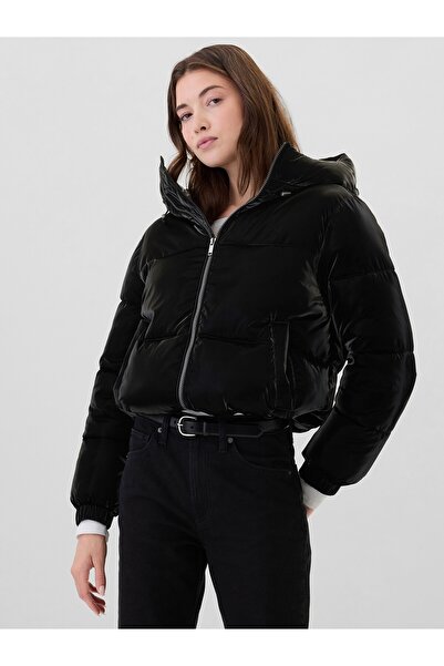 GAP Kadın Siyah ColdControl Crop Puffer Şişme Mont