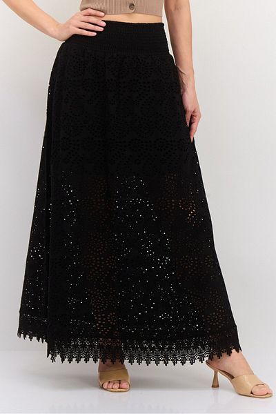 Guess Women Eyelet Maxi Skirt, Black