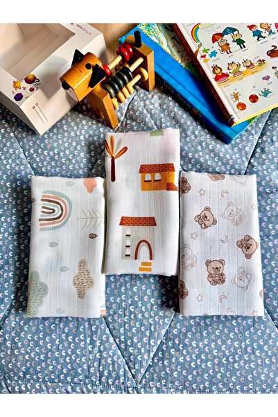 Mutlu Gün Marketi طقم بطانية وبطانية موسلين متعددة الأغراض مكون من 3 قطع 100%...