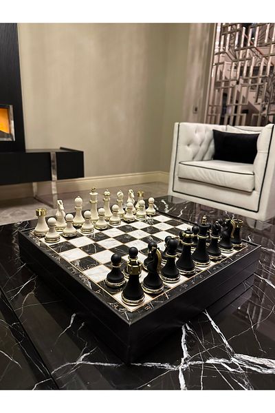 POLO BLUE Marginal Classic Chess Set – 36X36 cm Covered Special Design with Storage Space