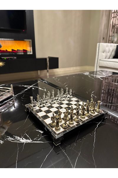 POLO BLUE Ancient Roman Gladiator Chess Set – 20X20 cm Mini Set Suitable for Decorative & Game