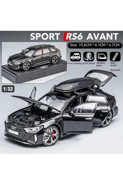 Choice black 1/32 RS6 Toy Car Model with Sound Light Doors Opened Alloy Diecast Model Vehicle Collection To