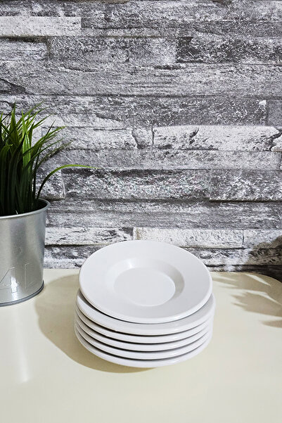 incirop Melamin Çay Tabağı Beyaz Kahveci Tipi Çay Tabağı 6 Adet