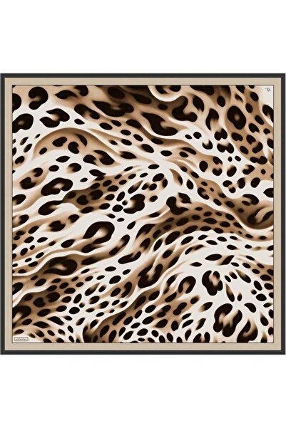 Armine Black Caramel Leopard Pattern Pure Silk Tivil Woven Scarf