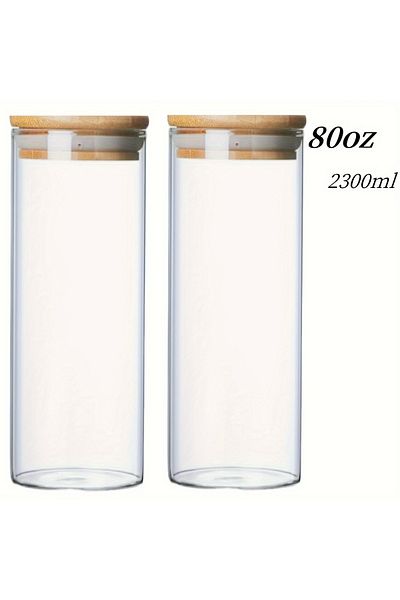 Choice 2 Pcs Glass Jars With Airtight Lids 2300ml 80oz, Candy Jars With Lids, Glass Storage Jars, Food Stor