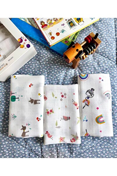 Mutlu Gün Marketi طقم بطانية وبطانية موسلين متعددة الأغراض مكون من 3 قطع 100%...