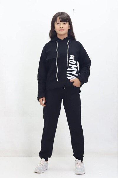 GZT TEKSTİL Womyn Printed Young Girl's Hooded Tracksuit