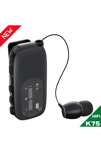 Choice Gray K75 Lavalier Business Bluetooth 5.4 Earphone Talk/Music 20H With Mic Noice Cancelling One-Click