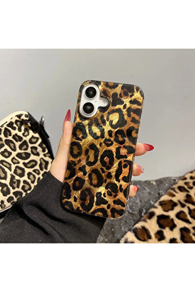 CASABLANCA İphone 15 Uyumlu Leopar Desenli Telefon Kılıfı