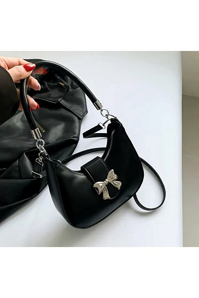 Clariss Black Pinterest Shoulder Bag with Bow 🎀