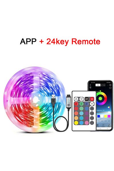 Mikenoon 10m APP 24key control RGB LED Strip Lights Music Sync USB 5V Remote Control Led Ribbon Flexible Lamp