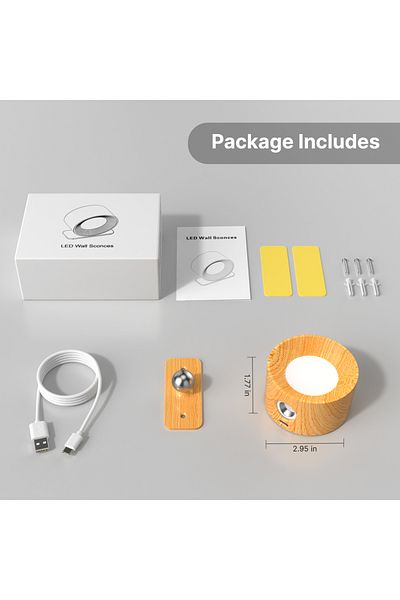 aiopp 1PC 1pc/2pcs LED Wall Sconces, 3 Brightness Levels 3 Color Modes Wall Lights, Battery Operated 360°