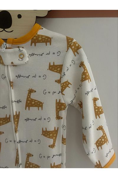 Mıdırık Animal Figured Unisex 3-Piece Baby Jumpsuit Set