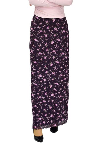 BUSEM Fusta creponată din tul elastic floral pentru femei BGL-ST04229
