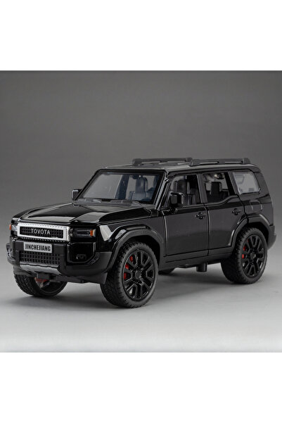 Choice1 لعبة سيارة برادو رياضية متعددة الاستخدامات سوداء اللون بمقياس 1:32 مصنوعة من سبائك معدنية قابلة للسحب للخلف 6 أبواب مفتوحة مع صوت وإضاءة للطرق الوعرة