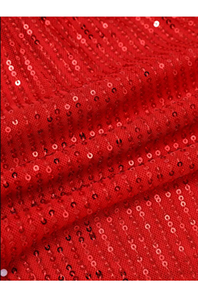 AYSİ COLLECTİON Beli Lastikli İçi Astarlı Pul Payet Şort Kırmızı