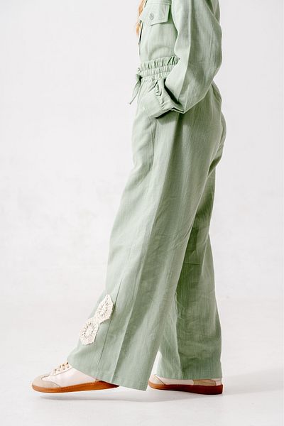 GİYİCEM TEKSTİL Girl's Elastic Linen Trousers 2571