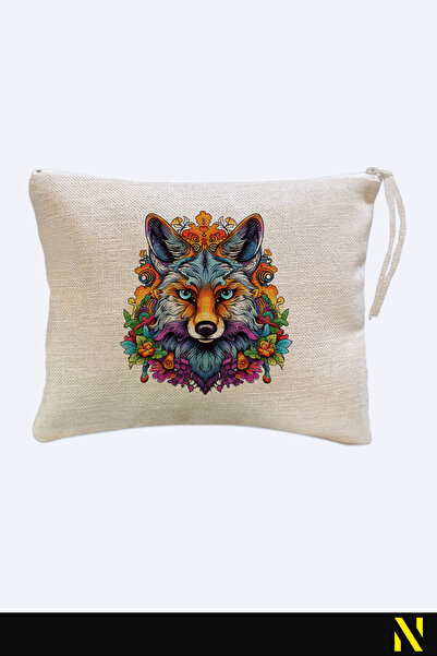 nilizma Wolf Patterned Linen Handbag