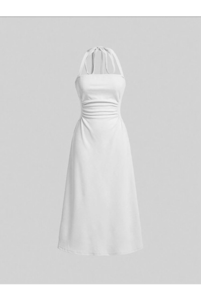 Dressco Meryem - Boyundan Bağlamalı Drapeli Midi Elbise