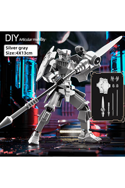 Choice إعلان عن ألعاب دمى فارس مطبوعة ثلاثية الأبعاد على شكل روبوت متحرك متعدد المفاصل باللون الفضي للأطفال