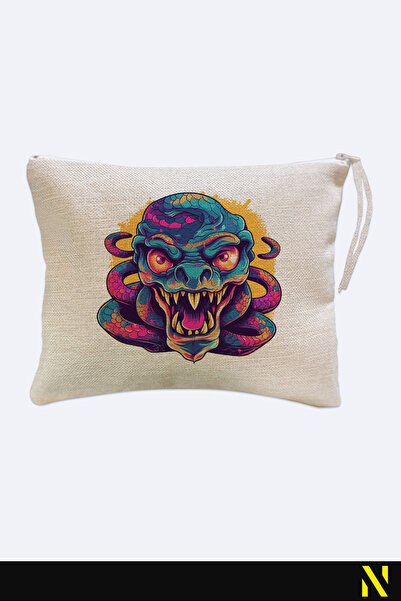 nilizma Snake Patterned Linen Handbag