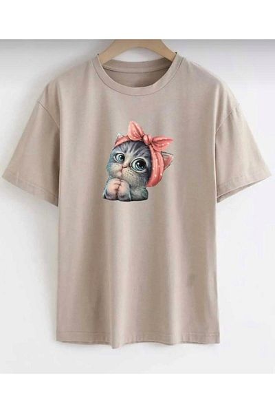 khufu Μπλουζάκι unisex με στάμπα Cat Relaxed Cut