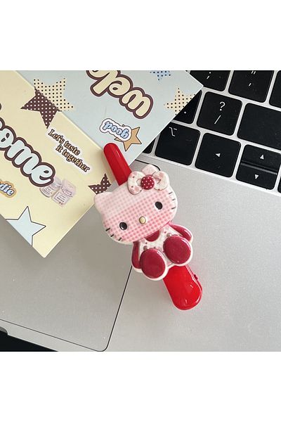 Choice 3 2025 New Large Size Lattice Hello Kitty Hairpin Sanrio Cute Girl Bangs Side Barrette Makeup Tools.
