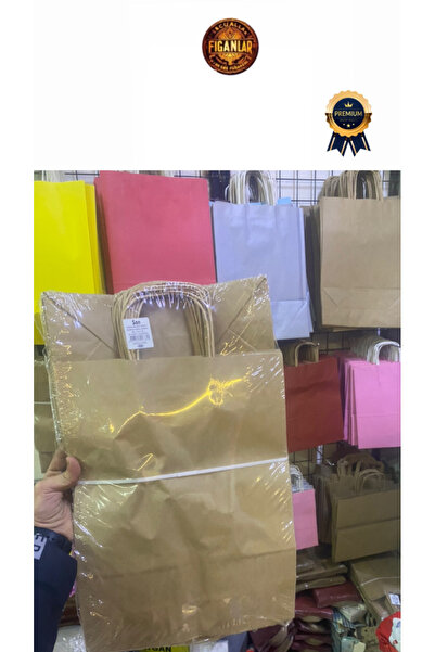 figanlar ambalaj Büküm Saplı kraft  Karton Çanta 25x12x31cm (25 adet) orta boy karton çanta