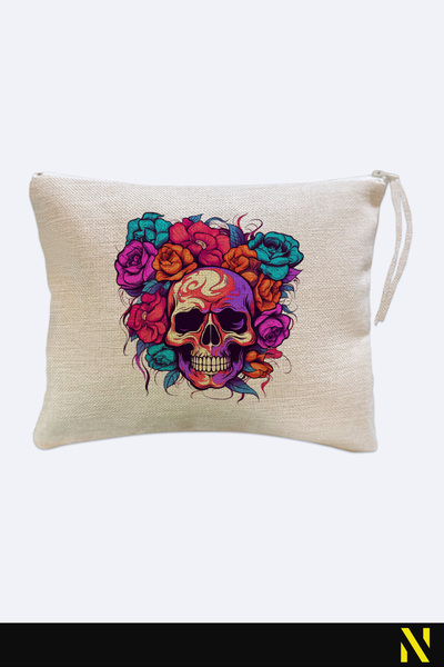 nilizma Skull Patterned Linen Handbag