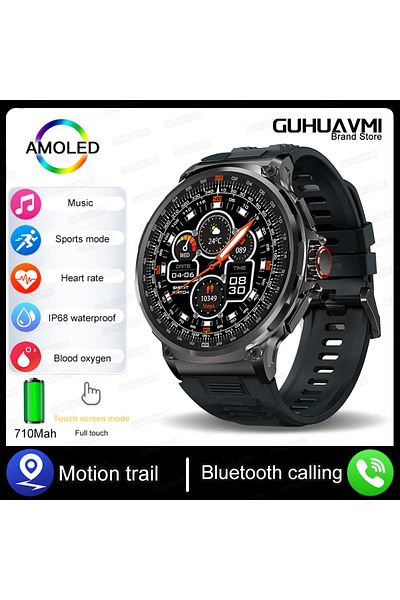 Choice 710 mAh Battery Black 2024 New 1.85-inch Ultra HD AMOLED Smart Watch Men GPS Bluetooth Call 710 Mah