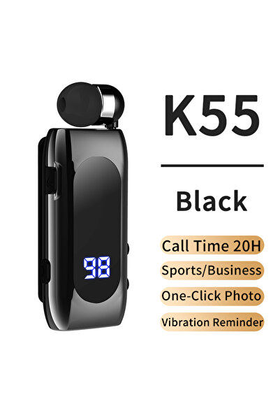 Choice سماعة رأس K55 باللون الأسود K65 K55 Lavalier Business Bluetooth 5.2 وق...