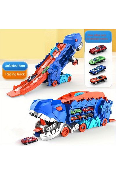 Choice Dinosaur Eating Car The transport dinosaur truck folds and slides 25 inches onto the track, turning