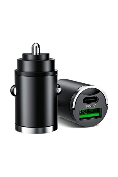 Choice شاحن سيارة أسود صغير 100 وات PD QC حلقة سحب شاحن سيارة فائق السرعة شاح...