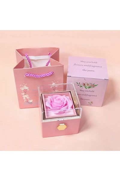 Choice other Pink Rotation Rose Jewelry Gift Boxes Valentine's Day Marriage Acrylic Ring Boxes Necklace Sto