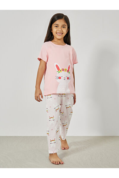 Styli Cute Bunny Graphic Print T-Shirt & Pyjama Set