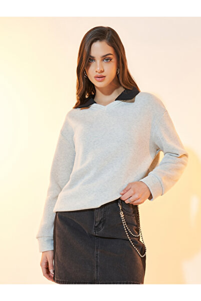 Styli Regular Fit Contrast Collar Sweatshirt