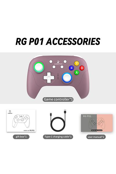 Choice Radiant Purple ANBERNIC RG P01 Retro Games Controller Bluetooth Wireless Wired Gamepad Hall Effect J
