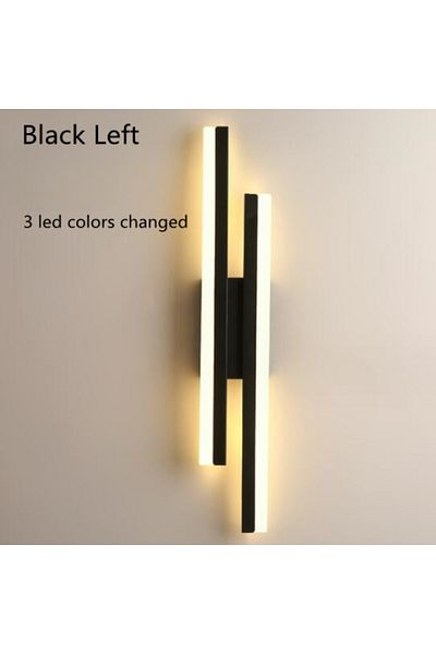 JOYINLED Black left Tri-color LED Bedroom Wall Lamp Wall Sconces Copper Line Pipe Acrylic Lampshade Indoor Li