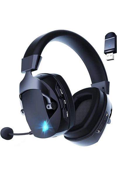 DIXSG Black Acinaci Wireless Gaming Headset with Mic 2.4G Bluetooth Headphone USB 3.5mm Wired 3 Modes for
