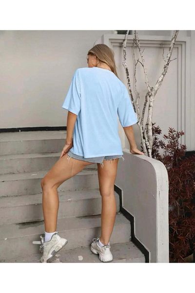 khufu Μπλουζάκι Oversize Baby Blue Relaxed Cut DAISY με στάμπα
