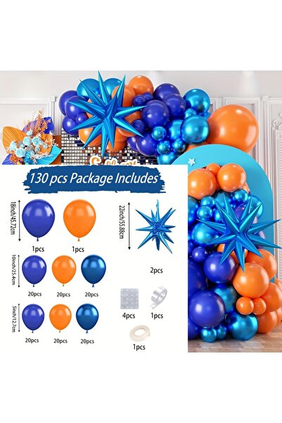 Choice مجموعة قوس البالونات الزرقاء البرتقالية متعددة الأغراض، مكونة من 130 ق...
