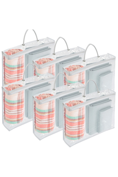 Choice 6 عبوات بيضاء من أكياس تخزين ملاءات السرير والملابس والبطانيات وصناديق...