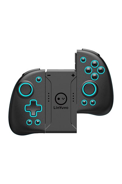 Choice وحدة تحكم لاسلكية Linyuvo Ks47 سوداء اللون لجهاز Switch/OLED مع 8 ألوان LED قابلة للتعديل، Hall Eff